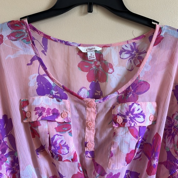 Candies cute floral pink and purple blouse S - Picture 2 of 5
